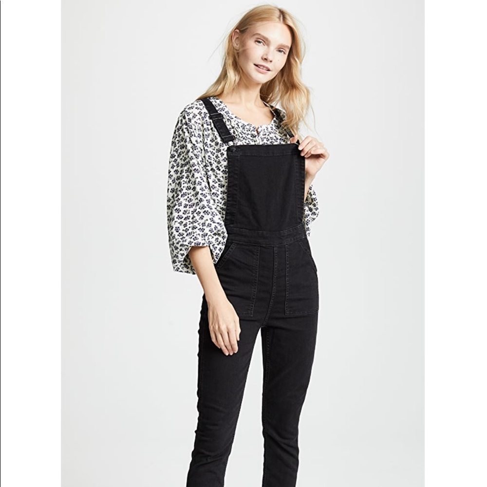 Madewell Washed Black Skinny Overalls